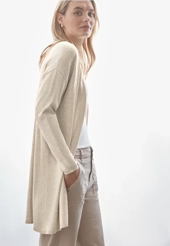 Street One Frauen Langer Cardigan in Beige, Gr: 34