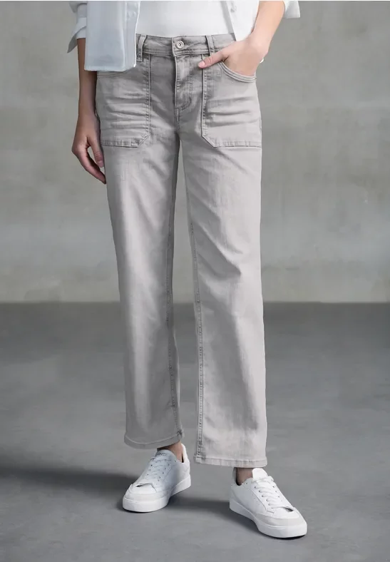 Thumbnail - Street One Studio Frauen Straight Leg Jeans in Grau, Gr: 32