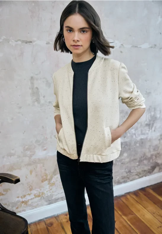 Street One Studio Frauen Melange-Look Jacke in Beige, Gr: 40