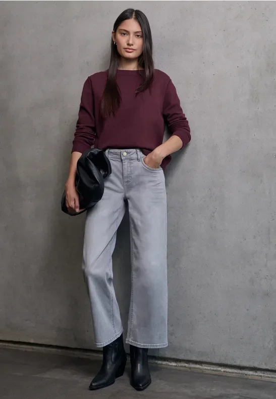 Street One Studio Frauen Softer Pullover mit Details in Rot, Gr: 40