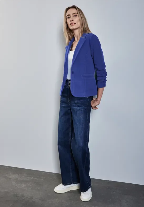 Street One Frauen Blazer mit Raffung in Blau, Gr: 46