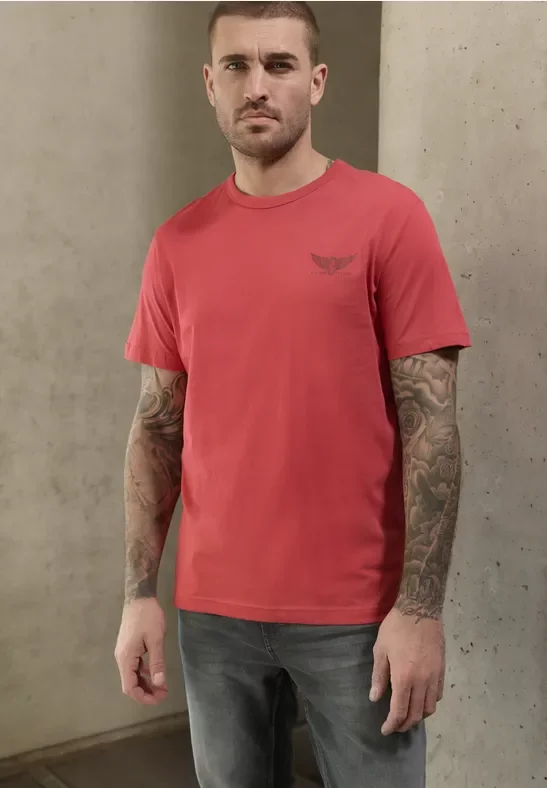 Street One MEN Männer T-Shirt mit kleinem Print in Rot, Gr: L