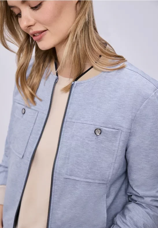 Street One Frauen Blouson im Melange-Look mit Zipper in Blau, Gr: 36