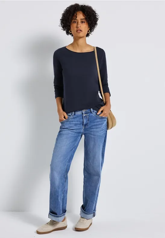 Street One Frauen Shirt mit 3/4 Arm in Blau, Gr: 46