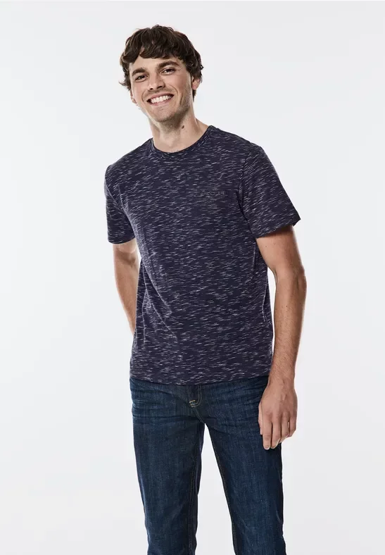 Street One MEN Männer T-Shirt in Melange-Optik in Blau, Gr: S