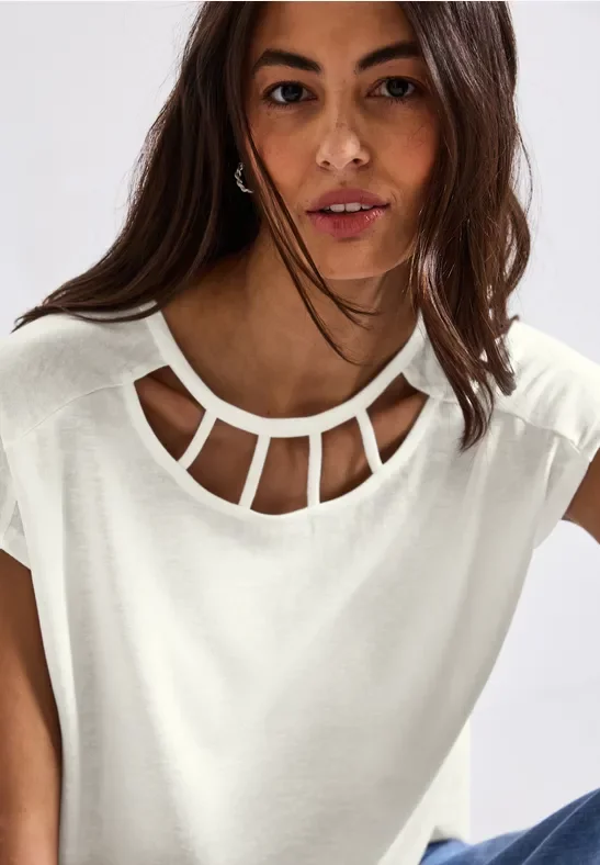 Street One Frauen Leinen-Look Shirt in Weiß, Gr: 40