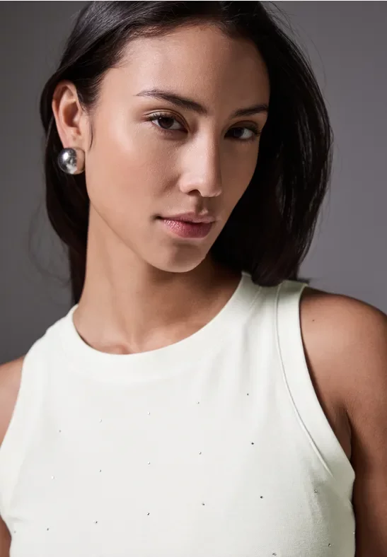 Thumbnail - Street One Studio Frauen Glitzerndes Top in Weiß, Gr: 46