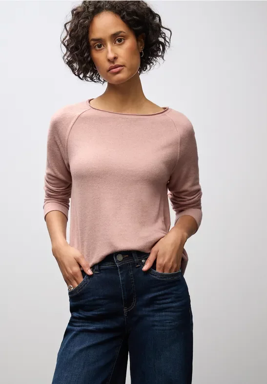 Street One Frauen Softes Melange Shirt in Rosa, Gr: 34