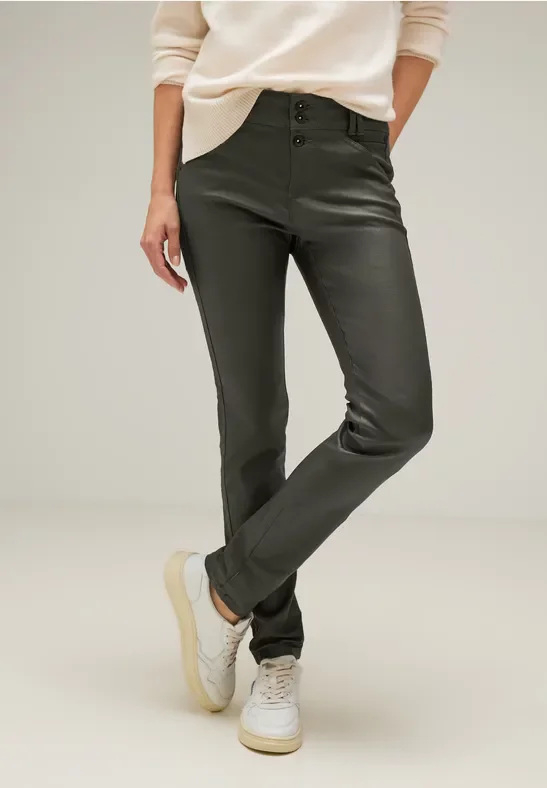Street One Frauen Coating Slim Fit Hose in Grün, Gr: 32