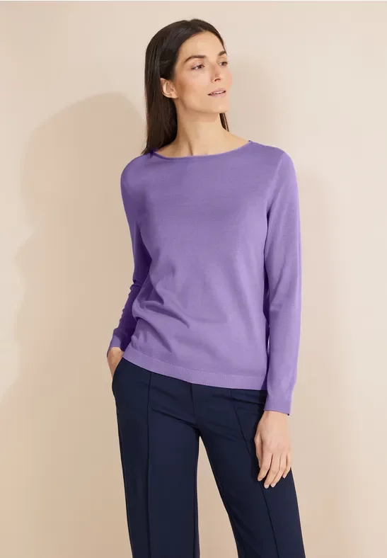 Street One Frauen Basic Pullover in Lila, Gr: 44