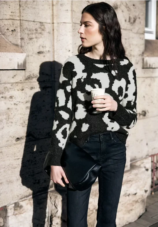 Thumbnail - Street One Studio Frauen Kuscheliger Rundhalspullover in Schwarz, Gr: 42