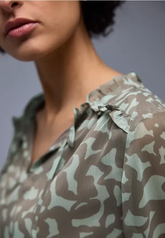 Street One Frauen Tunika mit Rüschen in Grün, Gr: 46