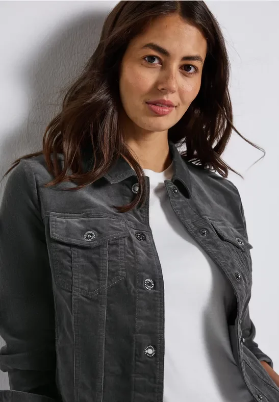 Street One Frauen Mini-Cord Jacke in Grau, Gr: 42