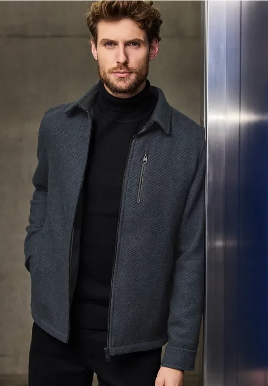Thumbnail - Street One MEN Männer Twill-Overshirt mit Zipper in Blau, Gr: M