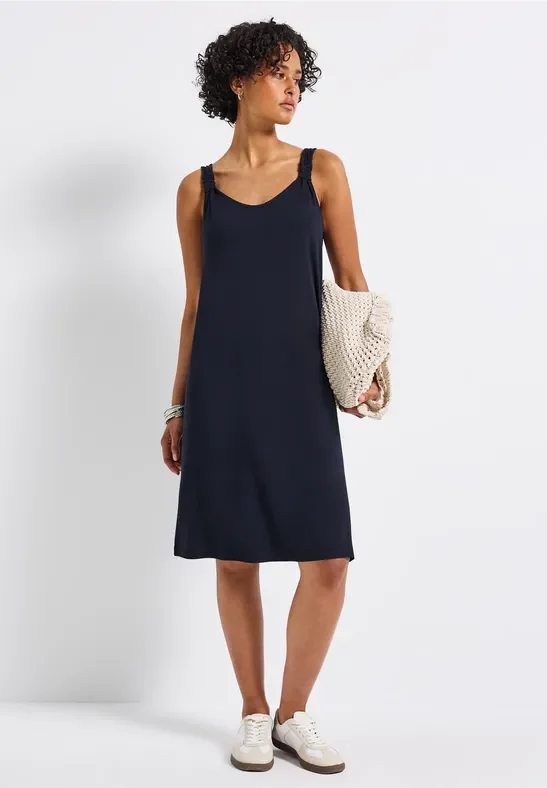 Street One Frauen Kleid mit Knotendetail in Blau, Gr: 36