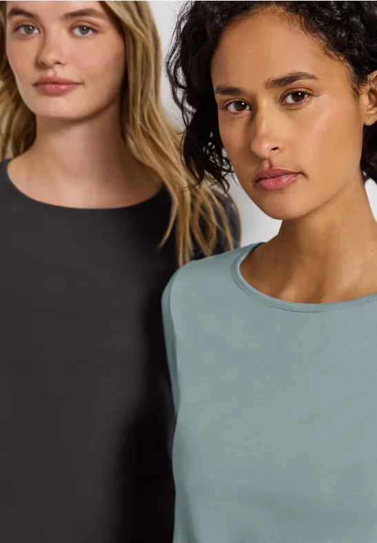 Thumbnail - Street One Frauen 2er-Pack Langarmshirts in Multicolour, Gr: 42