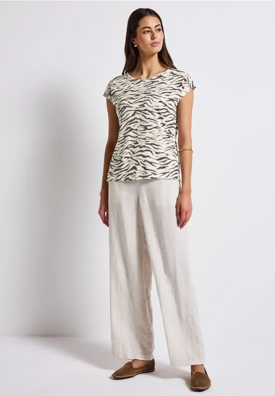 Thumbnail - Street One Frauen Print-Shirt mit Deko-Tape in Braun, Gr: 38