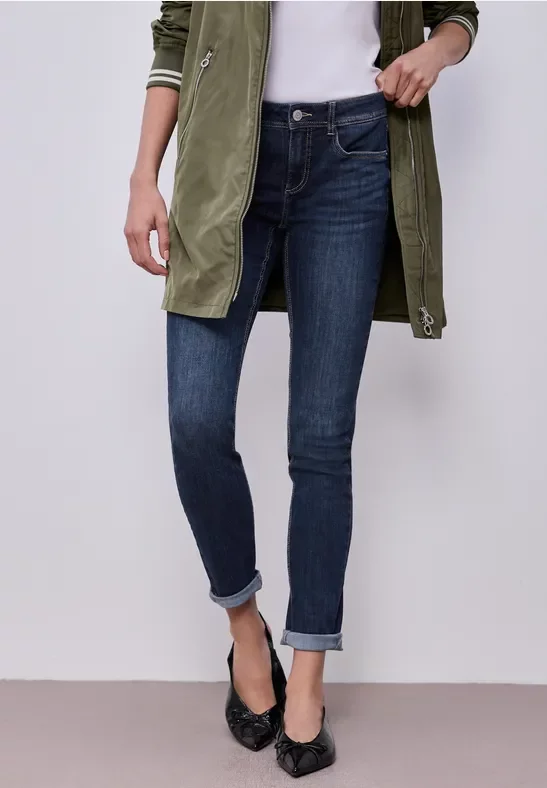 Street One Frauen Slim Leg Jeans in Blau, Gr: 26