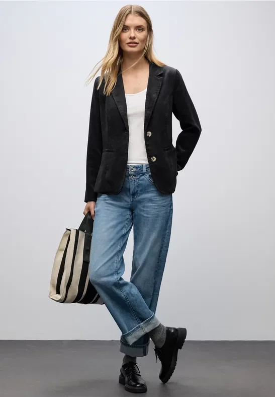 Street One Frauen Cordblazer in Schwarz, Gr: 46