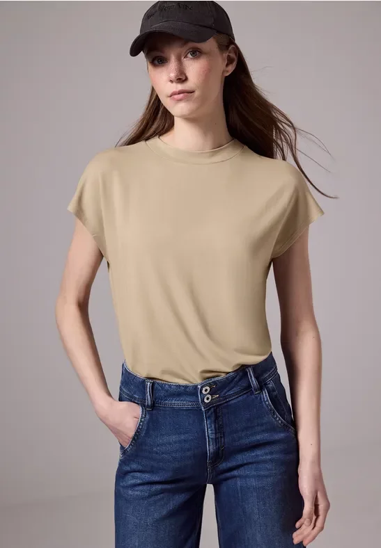 Street One Studio Frauen Kuscheliges T-Shirt in Beige, Gr: 46