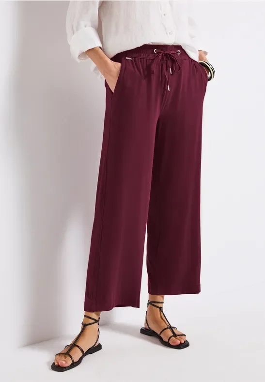 Street One Frauen Wide Leg Hose mit Jogg Bund in Rot, Gr: 40