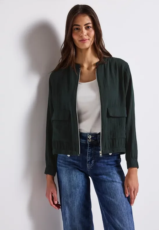 Street One Frauen Musselin Blouson in Grün, Gr: 40