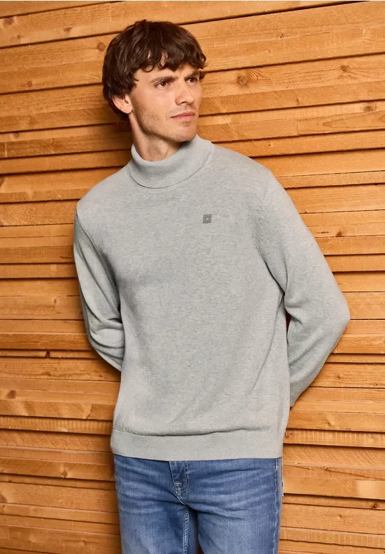 Street One MEN Männer Basic Turtleneck Pullover in Grau, Gr: 3XL