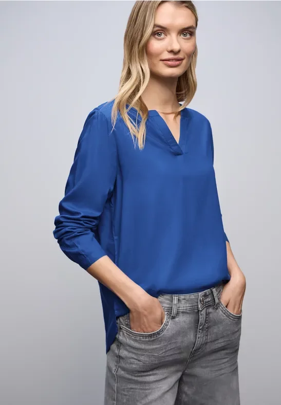 Street One Frauen Tunika in Unifarbe in Blau, Gr: 40