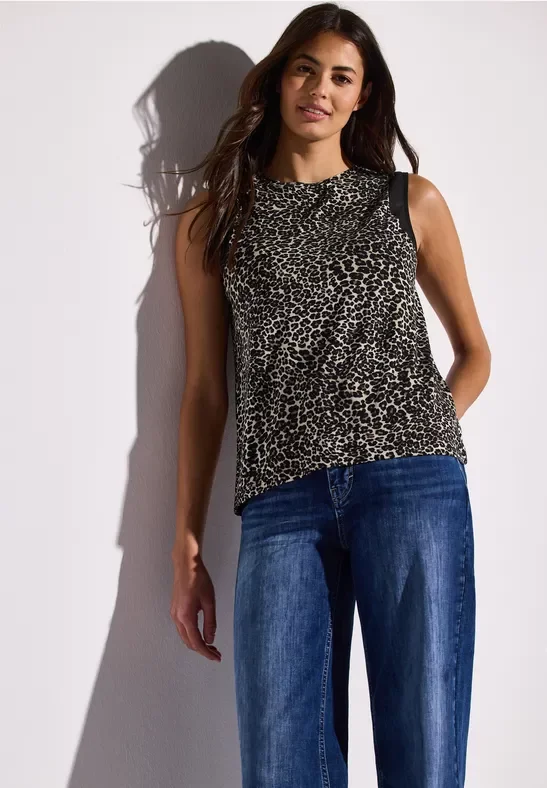 Thumbnail - Street One Frauen Leo-Top mit Chiffon-Details in Schwarz, Gr: 46