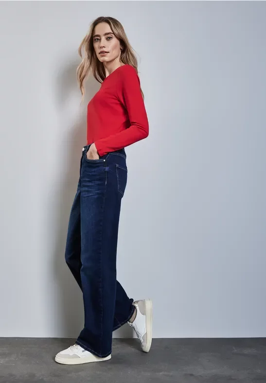 Thumbnail - Street One Frauen Softes Langarmshirt in Rot, Gr: 42