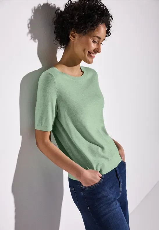 Street One Frauen Kurzarmpullover in Grün, Gr: 44