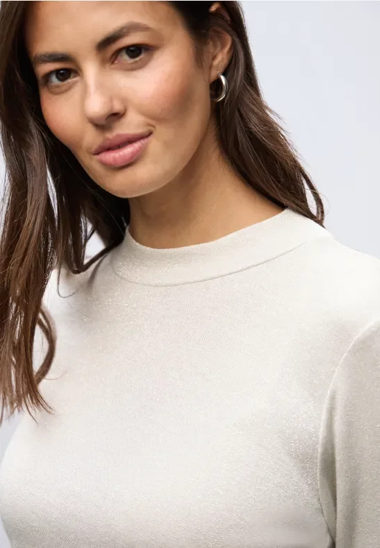 Thumbnail - Street One Frauen Glitzerndes Shirt in Beige, Gr: 36