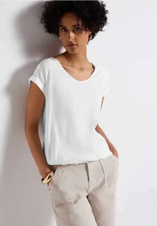 Thumbnail - Street One Frauen Bluse in Unifarbe in Weiß, Gr: 44