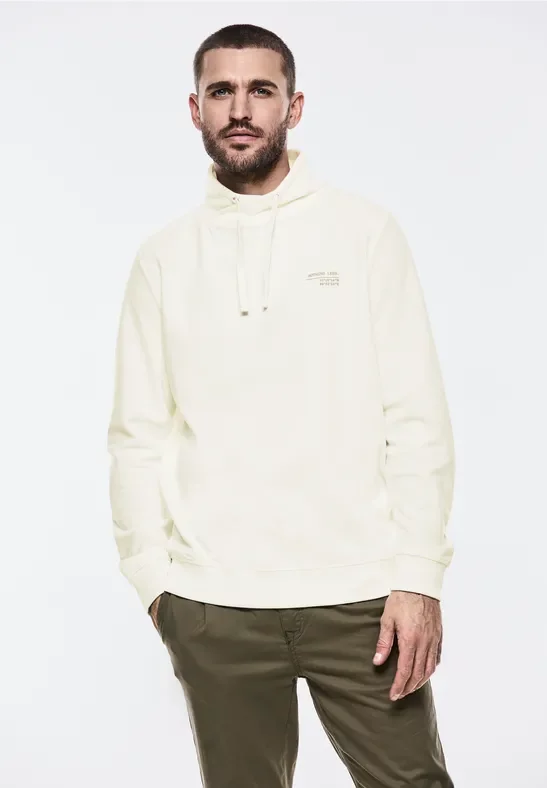 Street One MEN Männer Leichter Schalkragen Sweat in Weiß, Gr: 3XL