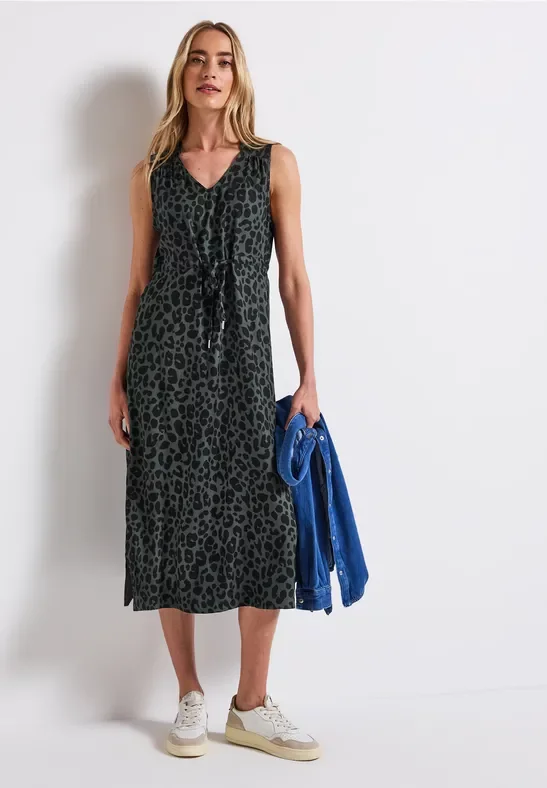 Street One Frauen Gemustertes Midi-Kleid in Grün, Gr: 46