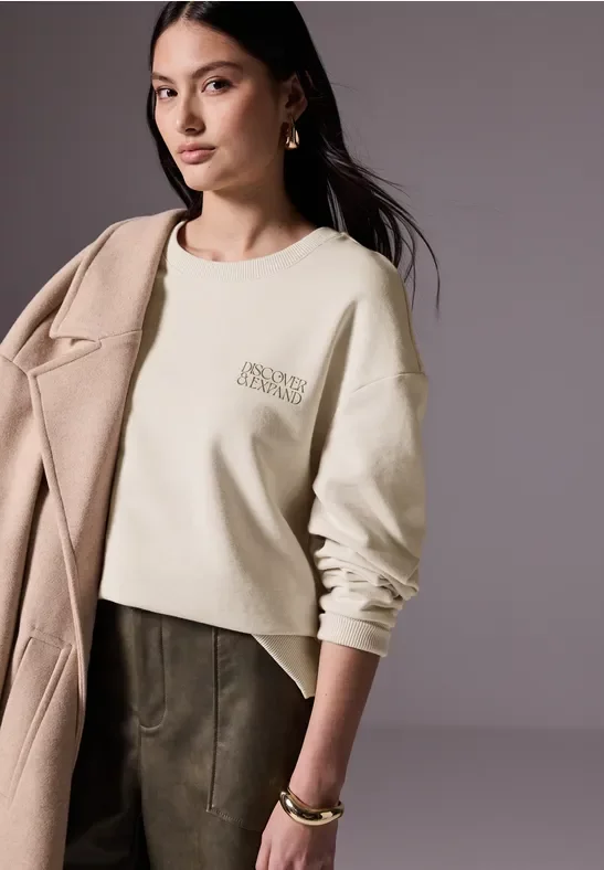 Thumbnail - Street One Studio Frauen Sweater mit Backprint in Beige, Gr: 46
