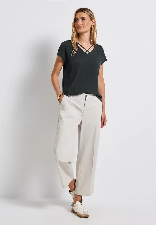 Street One Frauen Shirt mit Bändern in Grün, Gr: 40