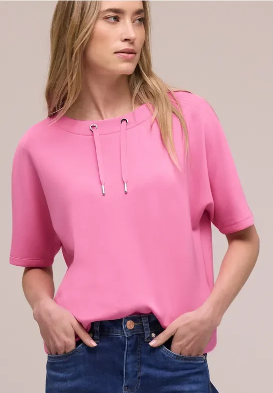 Street One Frauen Dropped Shoulder Shirt im Silk-Look in Rosa, Gr: 46