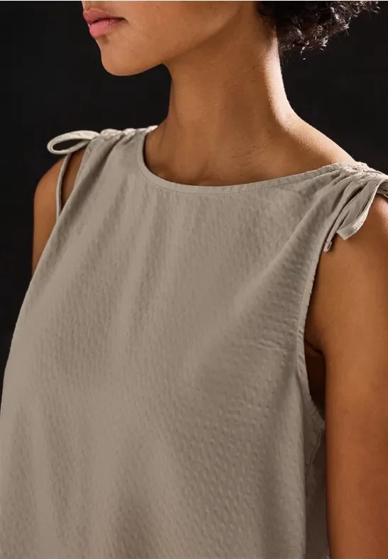 Street One Frauen Seersucker Blusentop in Beige, Gr: 40