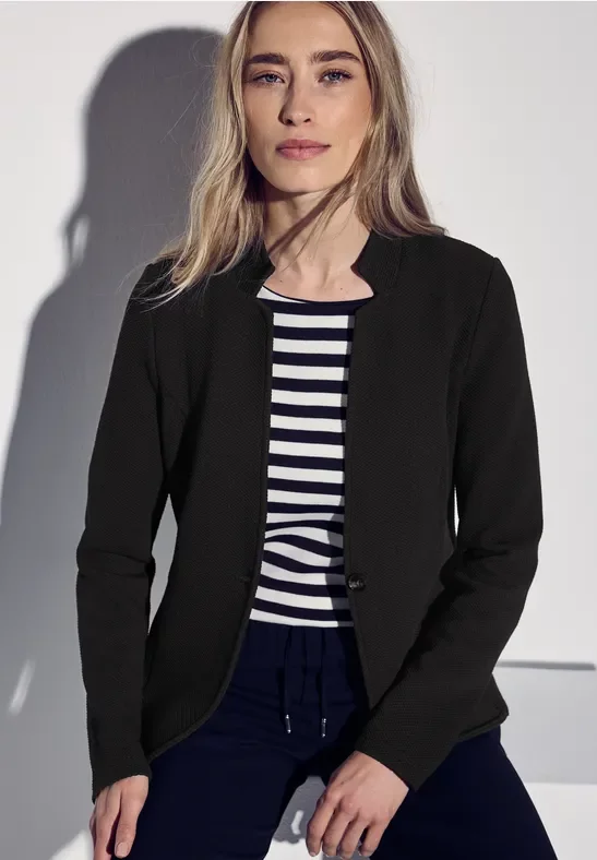 Street One Frauen Jacquard Blazer in Schwarz, Gr: 36