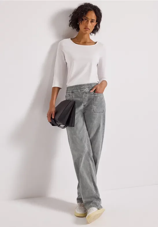 Thumbnail - Street One Frauen Jeans mit Elastikbund in Grau, Gr: 31