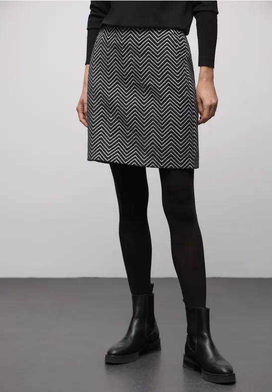 Street One Frauen Zick-Zack Jacquard Rock in Schwarz, Gr: 40