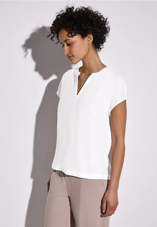 Street One Frauen Bluse in Unifarbe in Weiß, Gr: 42