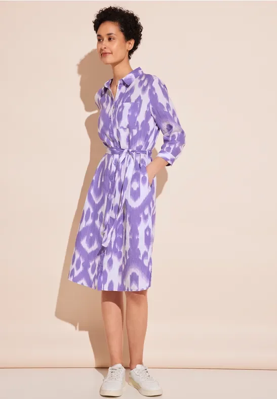 Thumbnail - Street One Frauen Leinenkleid mit Print in Lila, Gr: 42