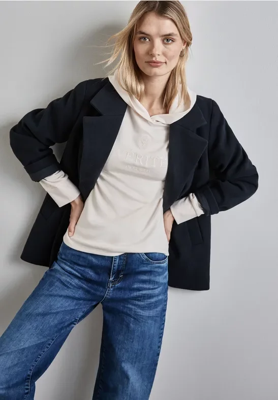 Street One Frauen Kapuzenshirt mit Stickerei in Weiß, Gr: 44