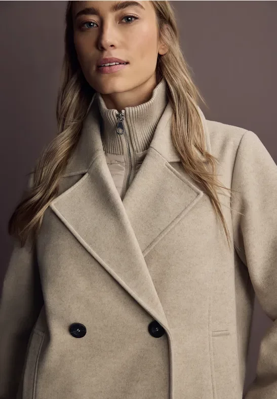 Street One Frauen Cabanjacke mit Inlay in Beige, Gr: 46