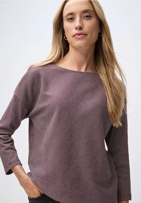 Street One Frauen Shirt mit Rippstruktur in Rot, Gr: 40