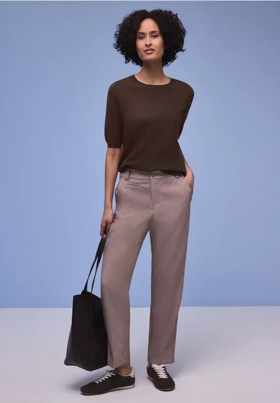 Street One Frauen Pullover in Unifarbe in Braun, Gr: 46