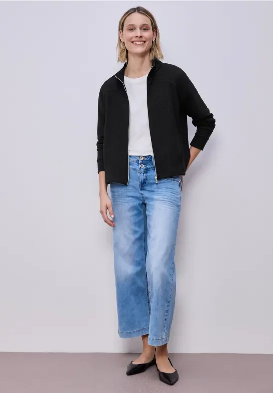 Street One Frauen Langarm Jacke mit Turtle Neck in Schwarz, Gr: 44