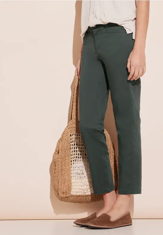 Street One Frauen 7/8 Satin Hose in Grün, Gr: 32